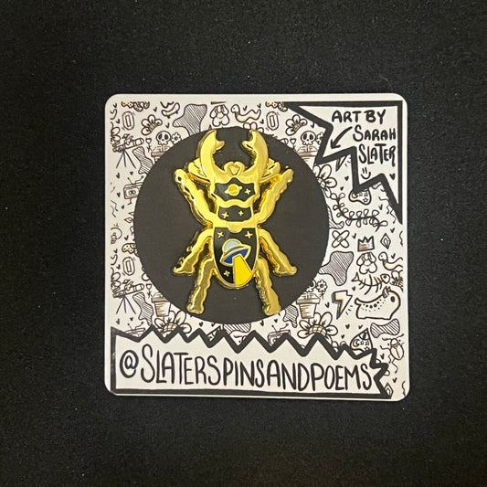 UFO Beetle Gold Enamel Pin