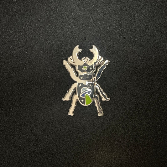 UFO Beetle Silver Enamel Pin