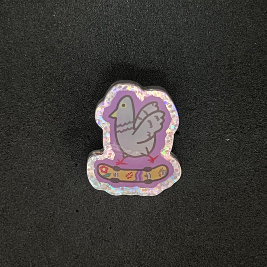 Skater Bird Acrylic Pin