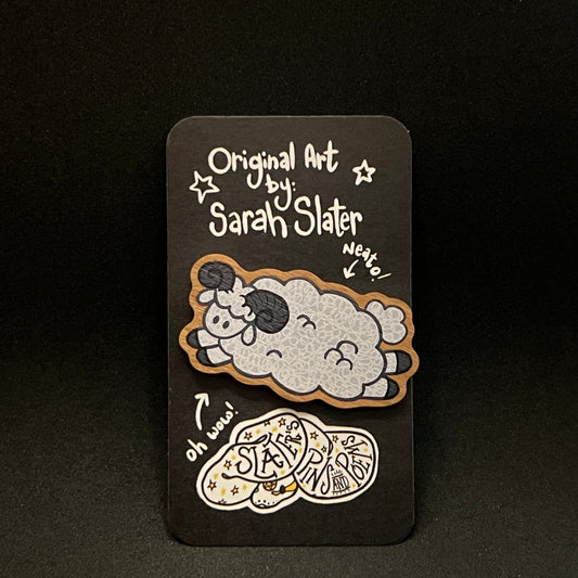 March 2024 Wooden Pin - Sheep takin' a Leap