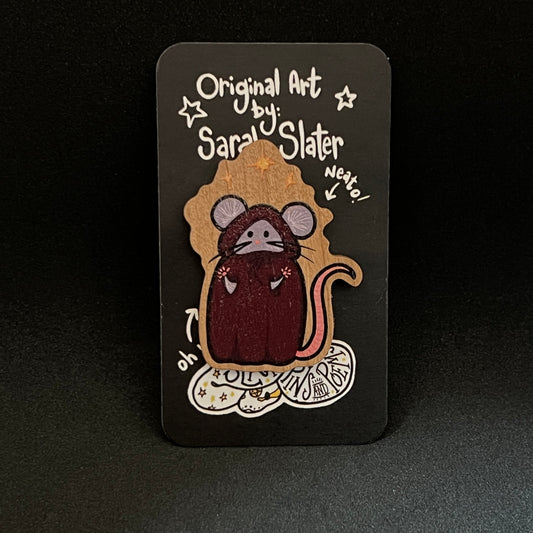 April 2024 Wooden Pin - Wizard Rat!