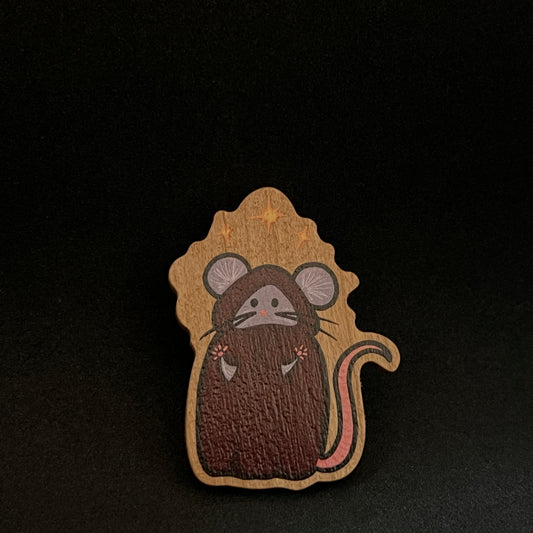 April 2024 Wooden Pin - Wizard Rat!