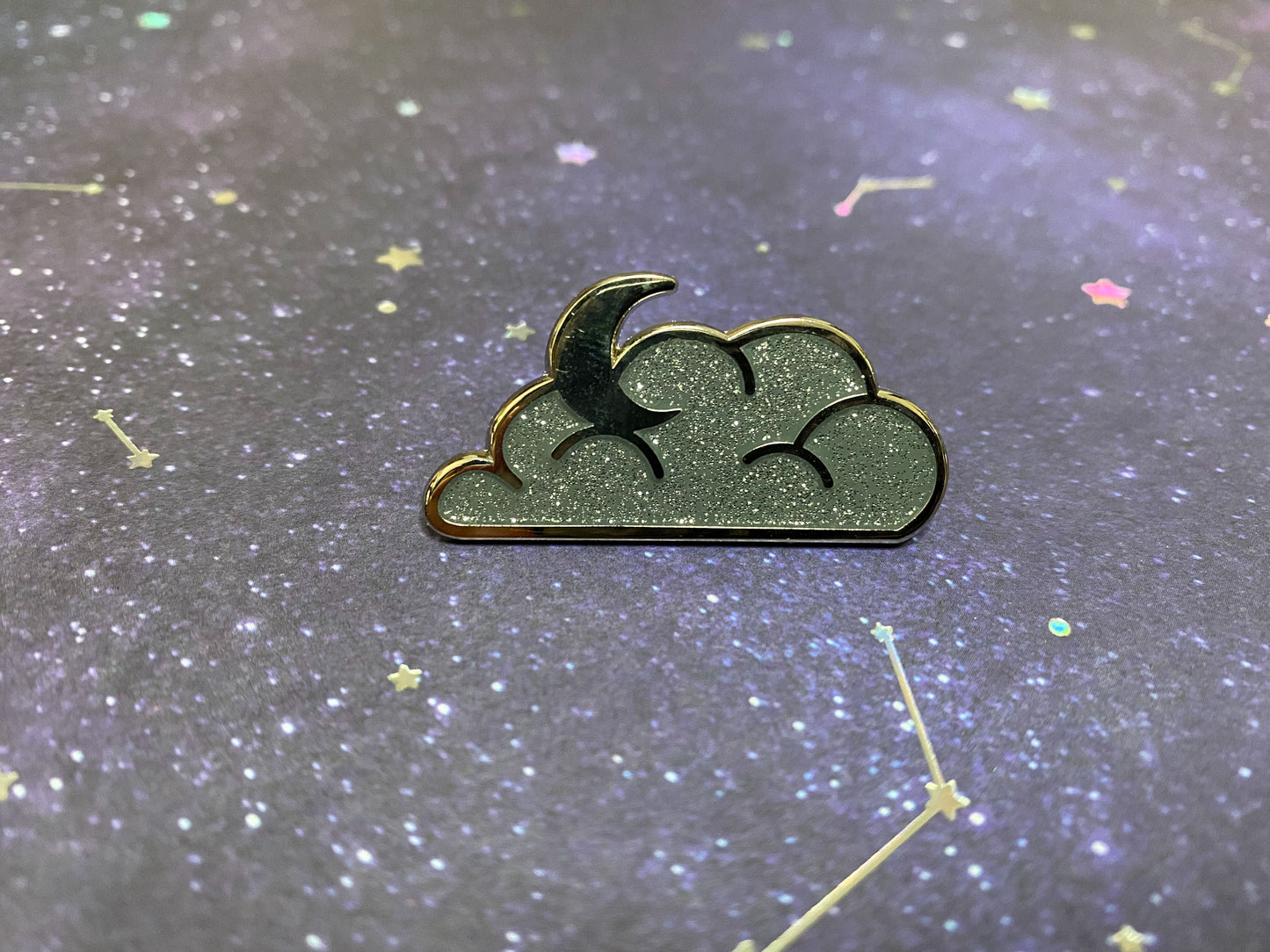 Silver Glitter Cloud Pin