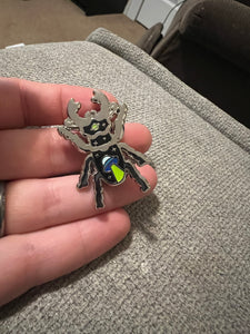 UFO Beetle Silver Enamel Pin