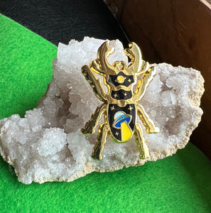 UFO Beetle Gold Enamel Pin